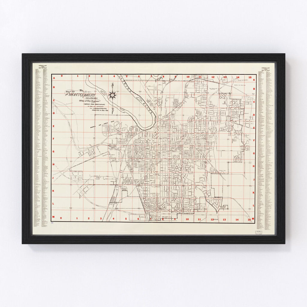 Vintage Map of Montgomery, Alabama 1956