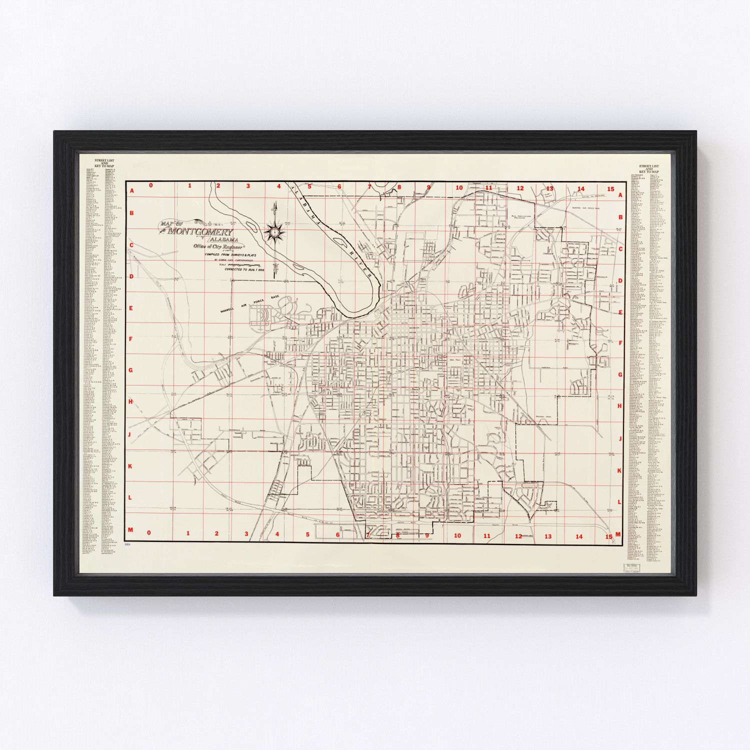 Vintage Map of Montgomery, Alabama 1956