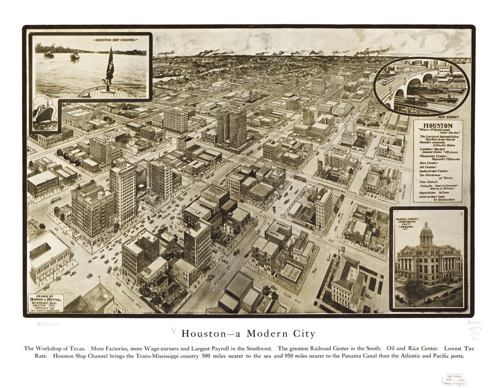Vintage Map of Houston, Texas 1912
