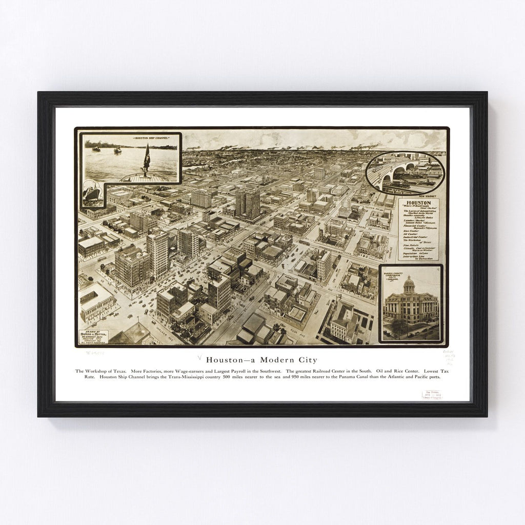 Vintage Map of Houston, Texas 1912