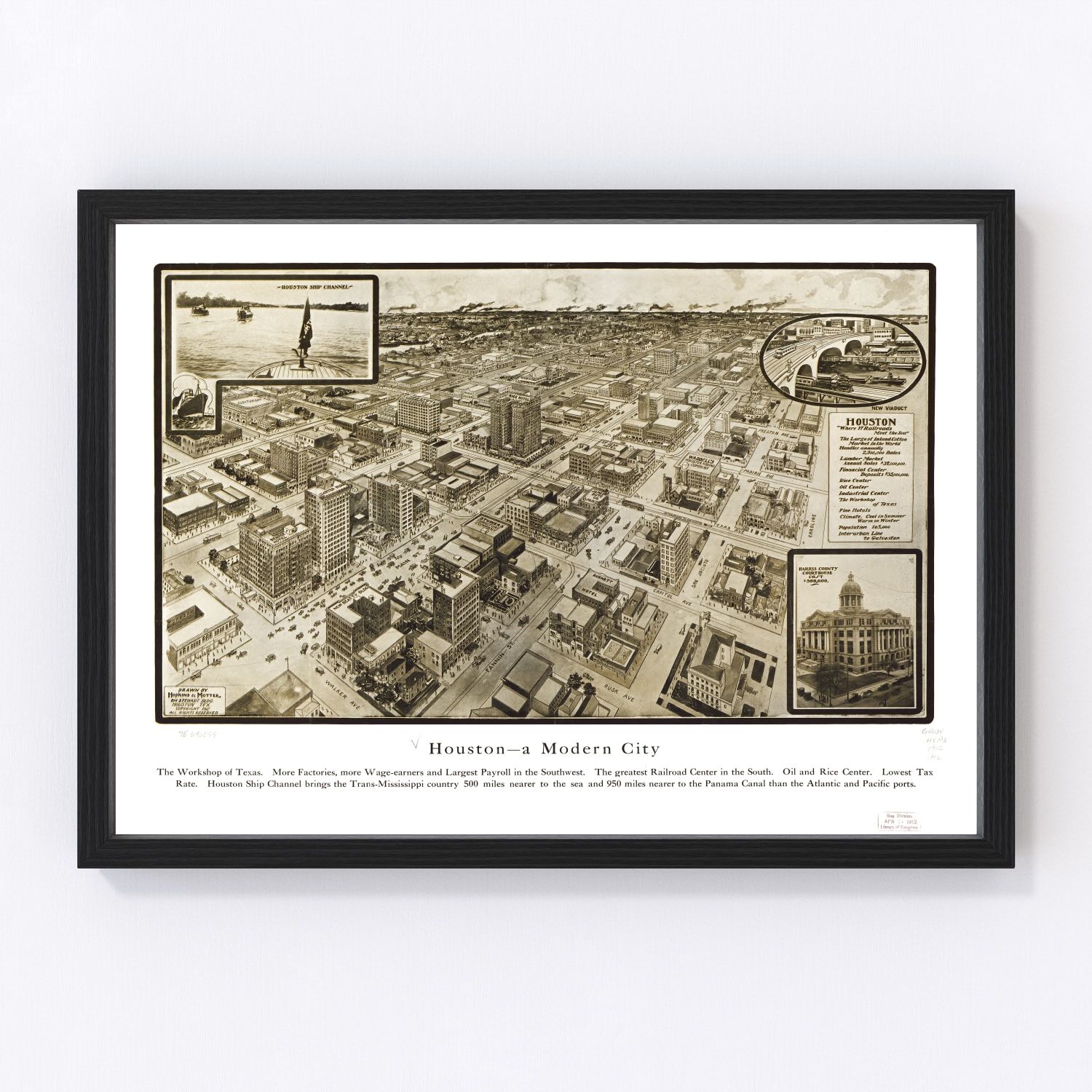 Vintage Map of Houston, Texas 1912