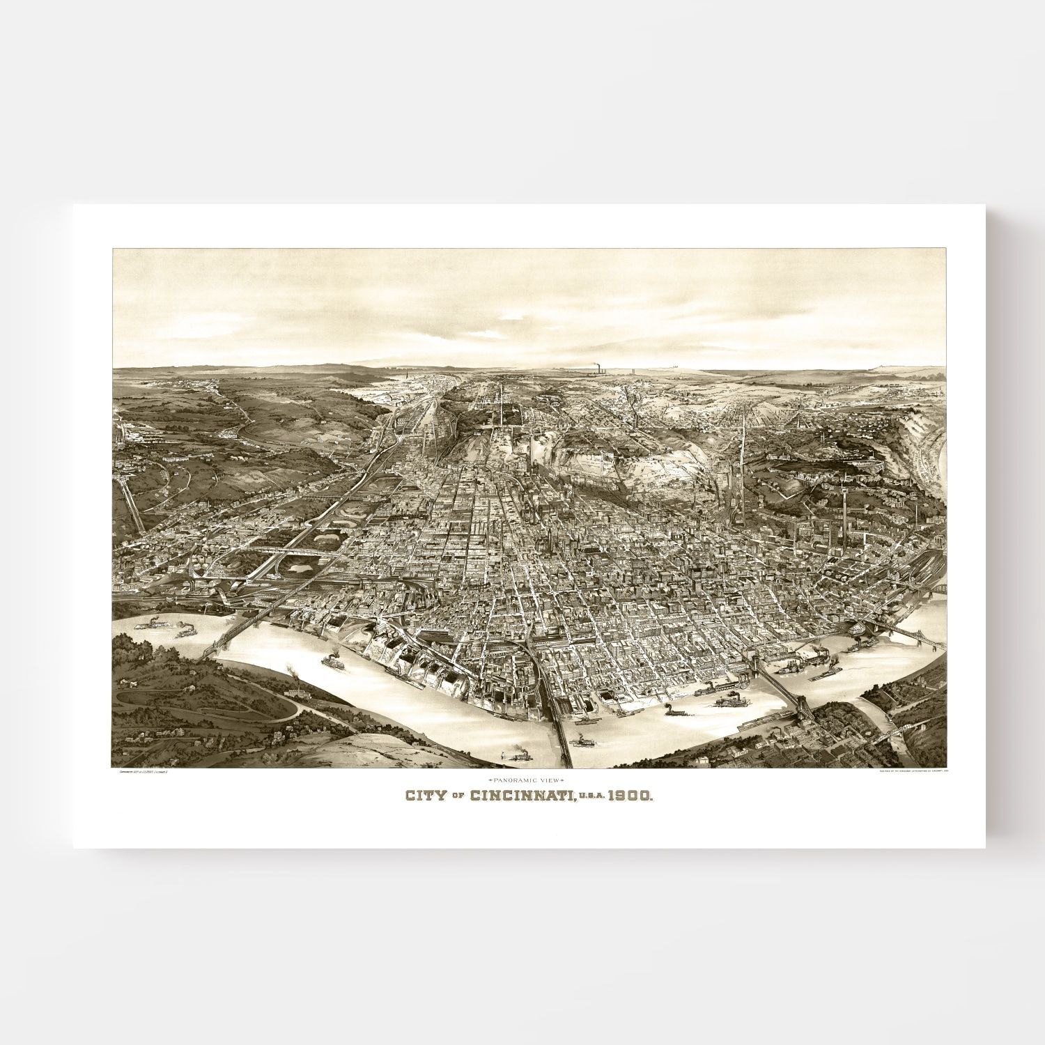 Vintage Map of Cincinnati, Ohio 1900