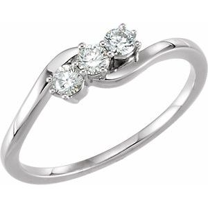 14K White Gold 1/4 CTW Lab-Grown Diamond Three-Stone Ring