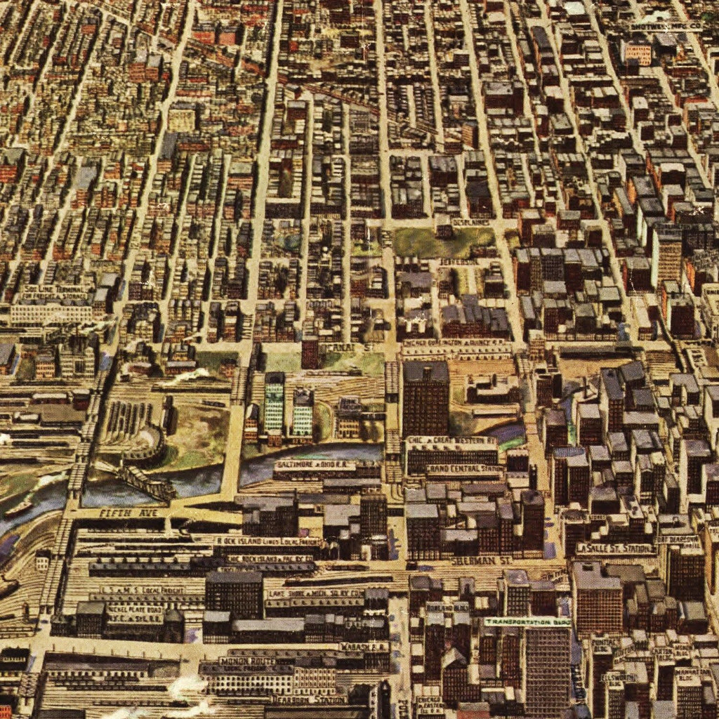 Vintage Map of Chicago, Illinois 1916