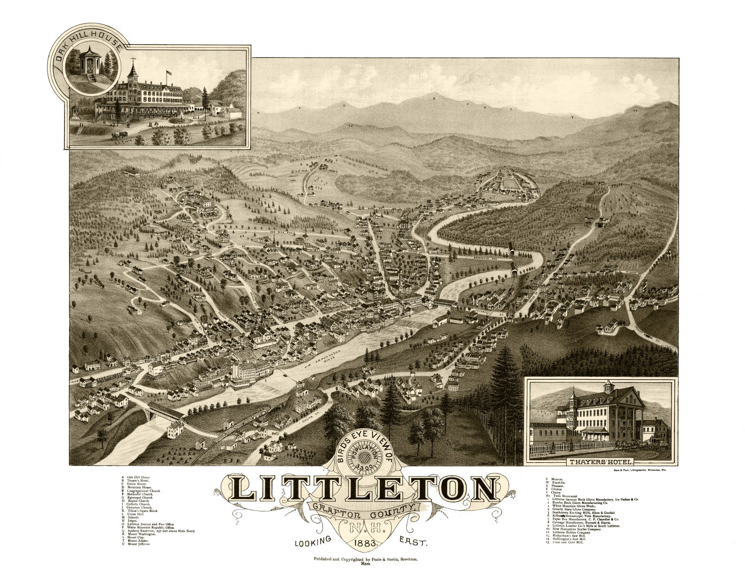 Vintage Map of Littleton, New Hampshire 1883