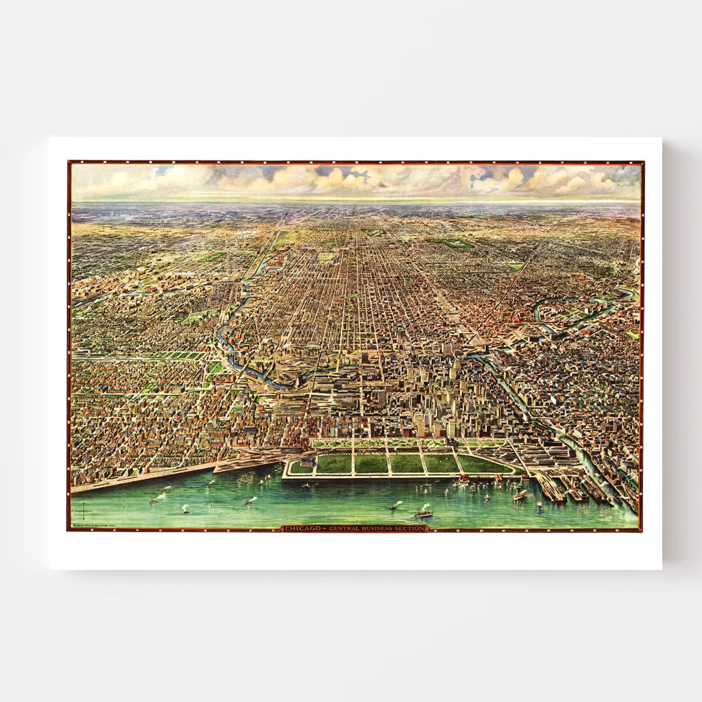 Vintage Map of Chicago, Illinois 1916