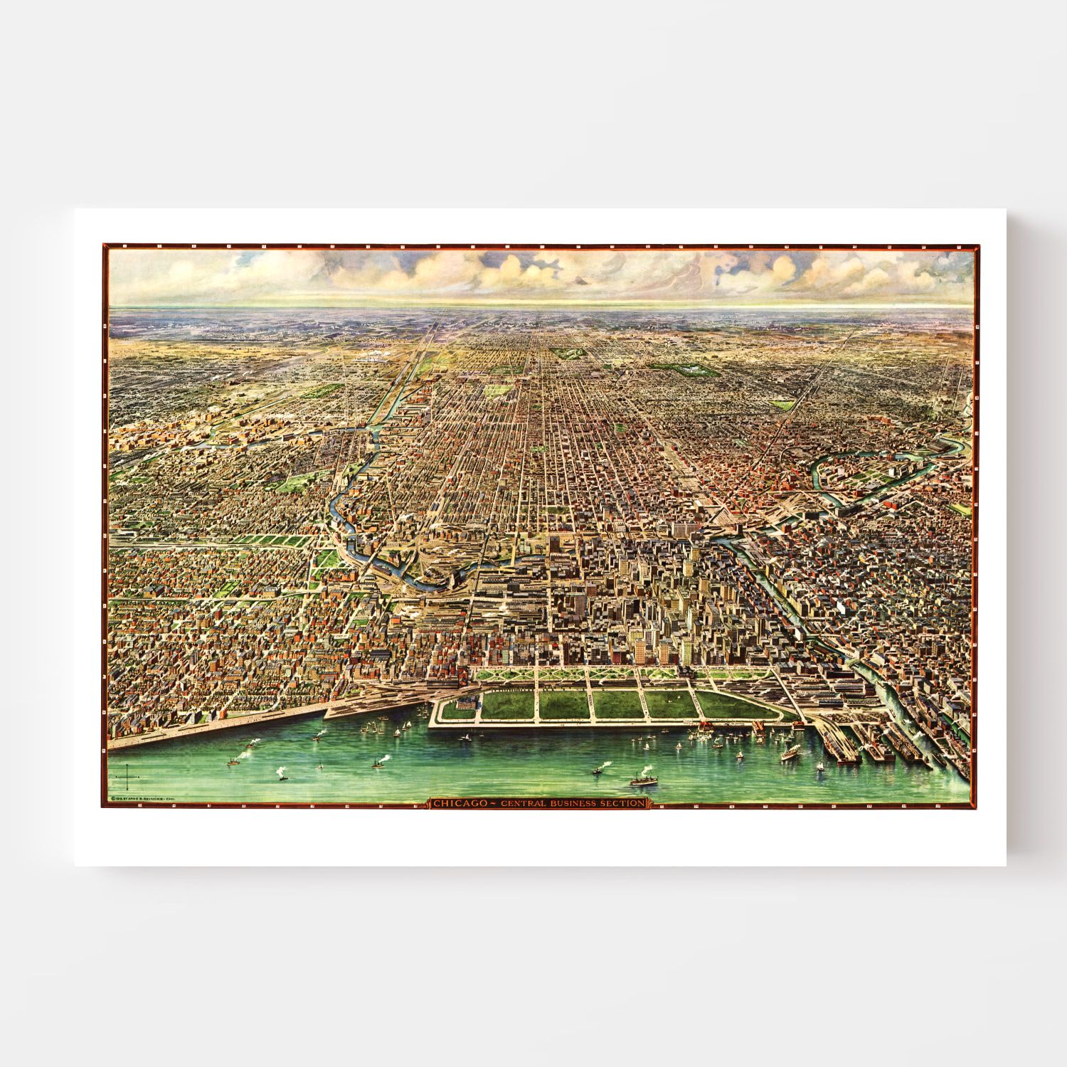 Vintage Map of Chicago, Illinois 1916