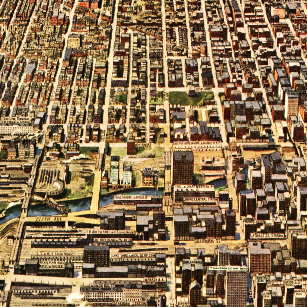 Vintage Map of Chicago, Illinois 1916