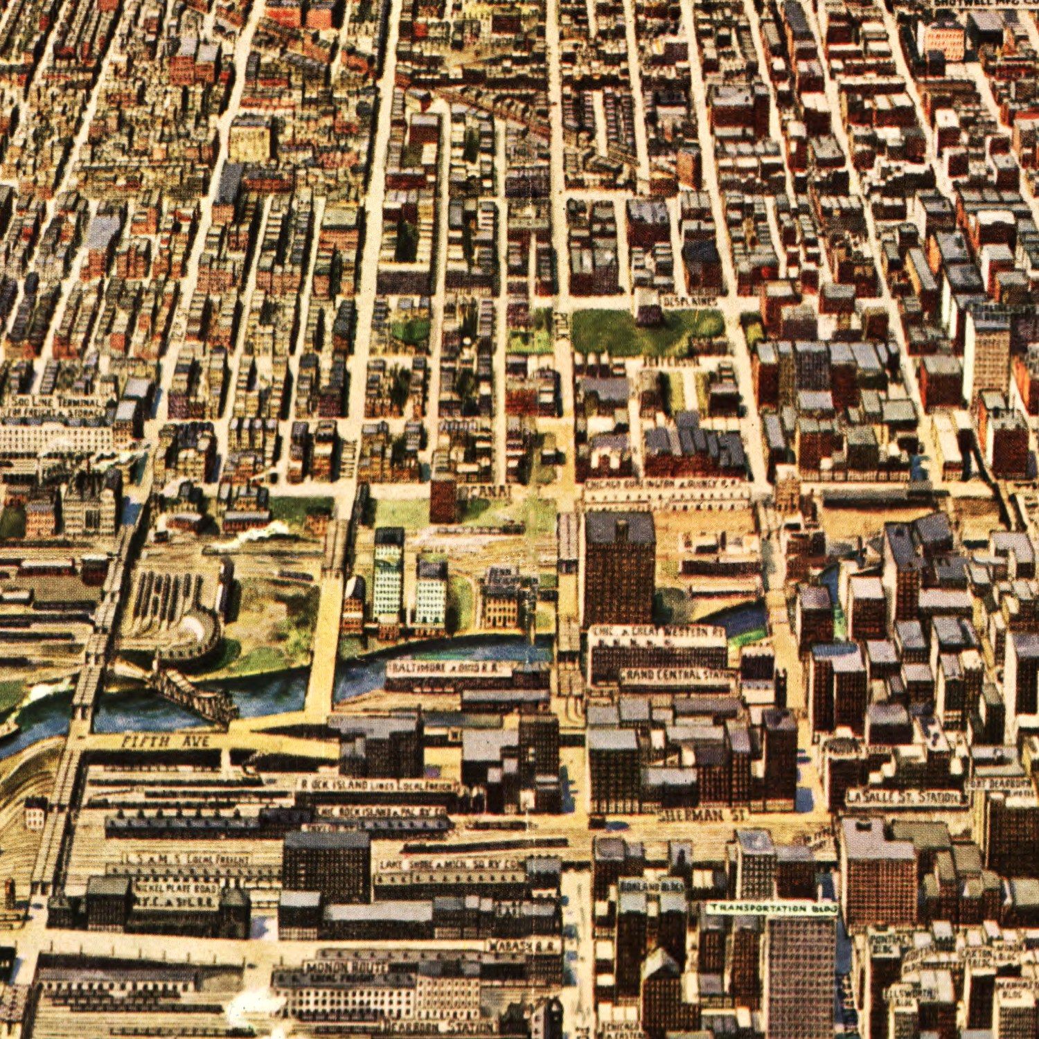 Vintage Map of Chicago, Illinois 1916