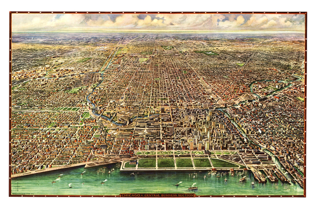 Vintage Map of Chicago, Illinois 1916