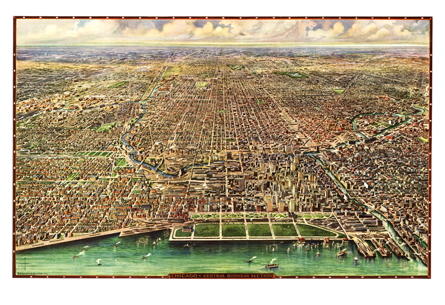 Vintage Map of Chicago, Illinois 1916