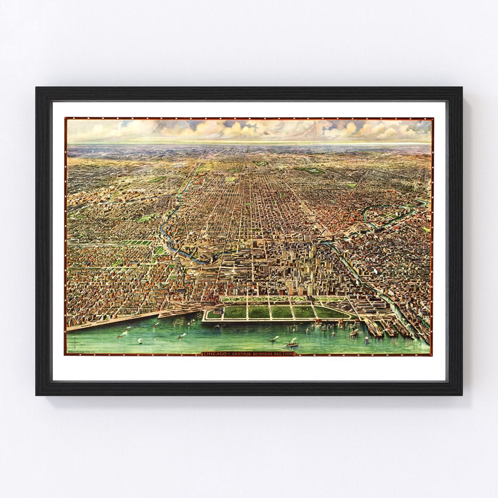 Vintage Map of Chicago, Illinois 1916