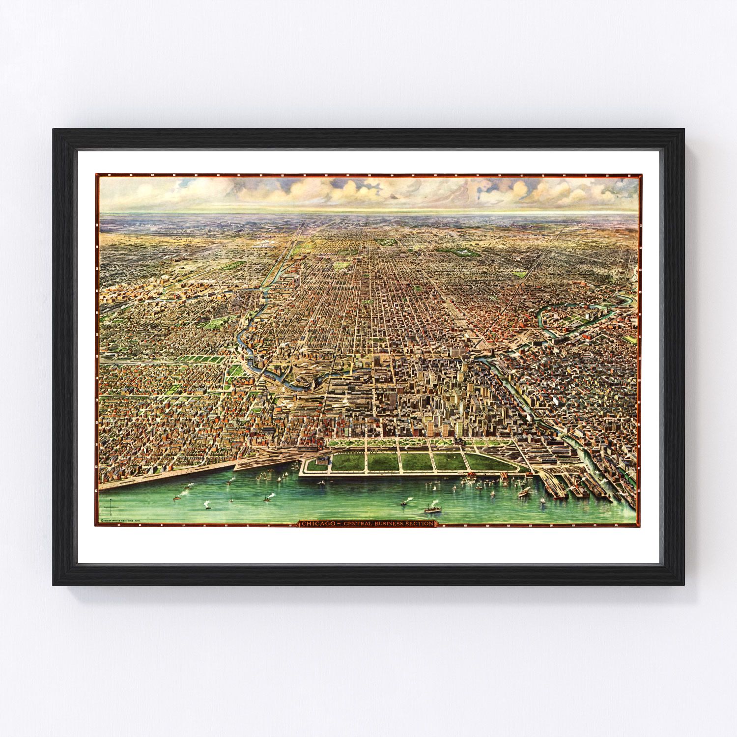 Vintage Map of Chicago, Illinois 1916