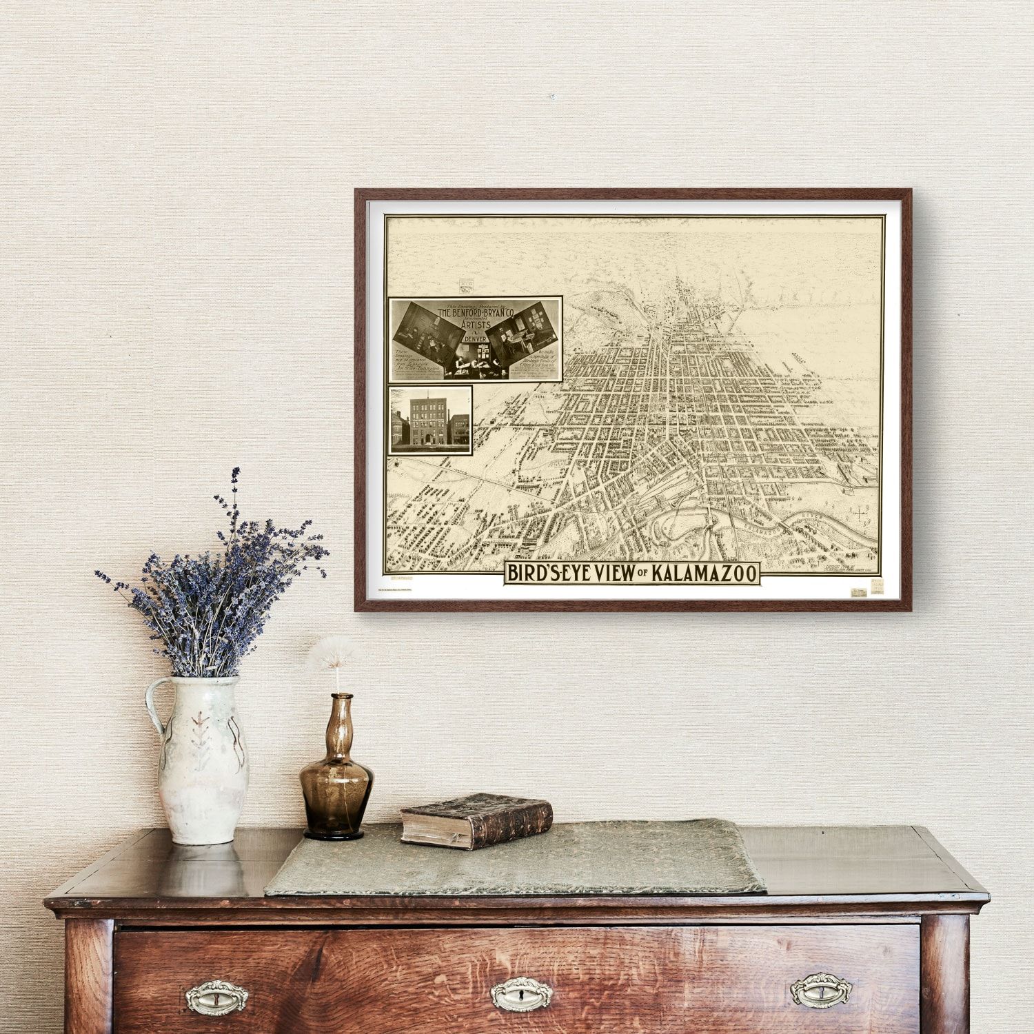 Vintage Map of Kalamazoo, Michigan 1908