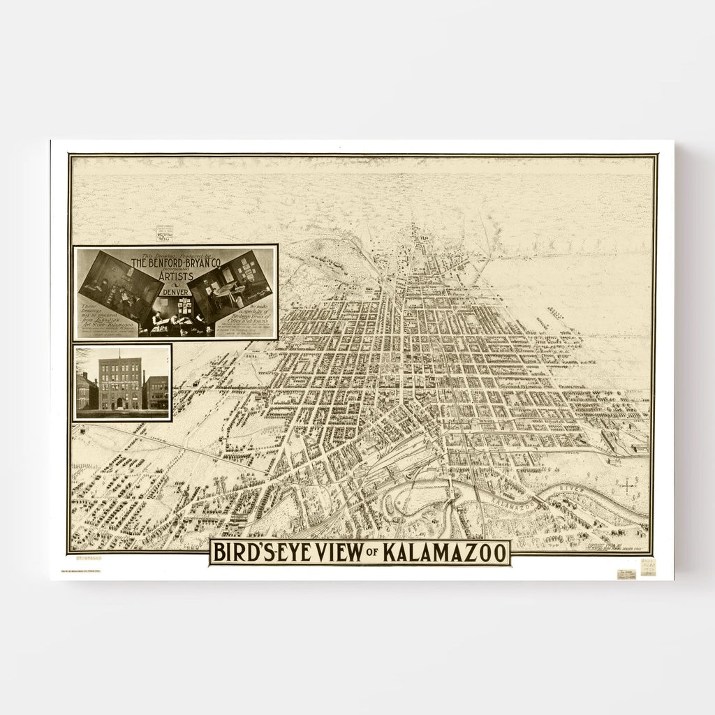 Vintage Map of Kalamazoo, Michigan 1908