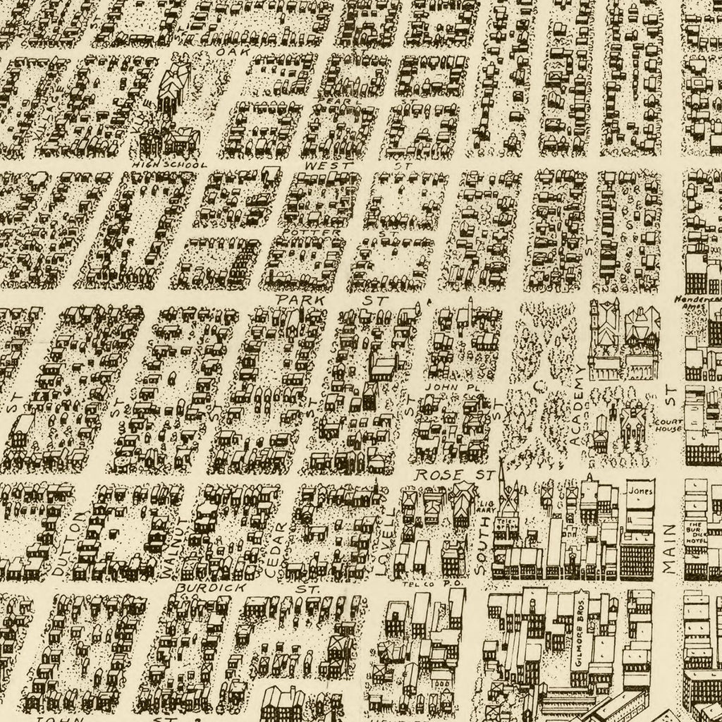Vintage Map of Kalamazoo, Michigan 1908