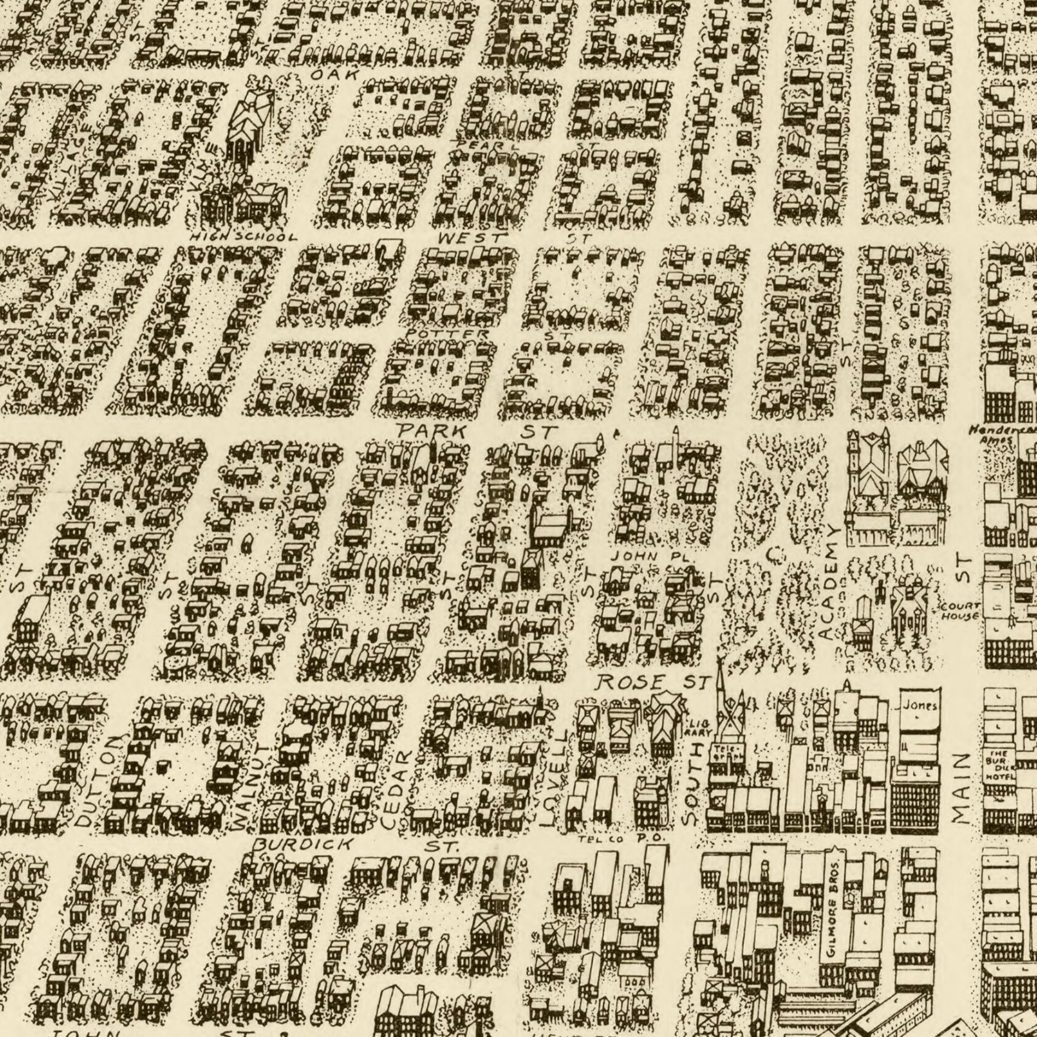 Vintage Map of Kalamazoo, Michigan 1908