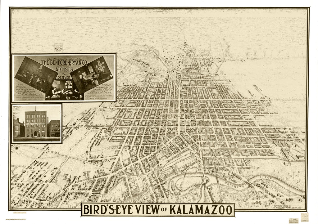 Vintage Map of Kalamazoo, Michigan 1908