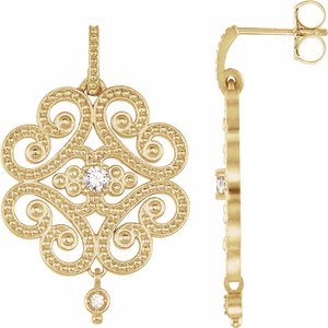14K Yellow Gold 1/5 CTW Natural Diamond Granulated Earrings