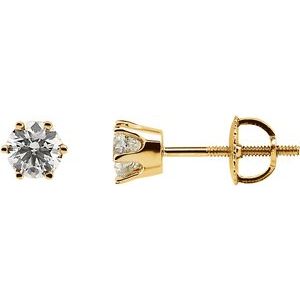 14K Yellow Gold 3/4 CTW Natural Diamond 6-Prong Stud Earrings