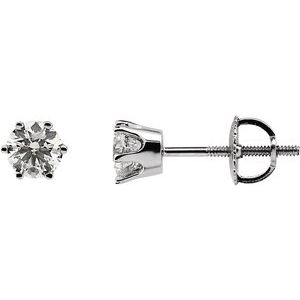 14K White Gold 3/4 CTW Natural Diamond 6-Prong Stud Earrings