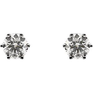 14K White Gold 3/4 CTW Natural Diamond 6-Prong Stud Earrings – image 2