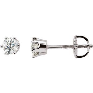 14K White Gold 1/2 CTW Natural Diamond 6-Prong Stud Earrings