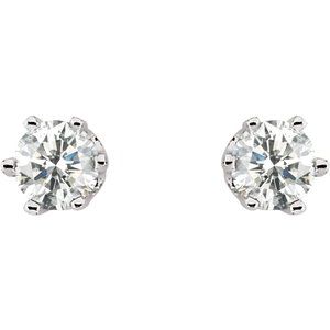 14K White Gold 1/2 CTW Natural Diamond 6-Prong Stud Earrings – image 2