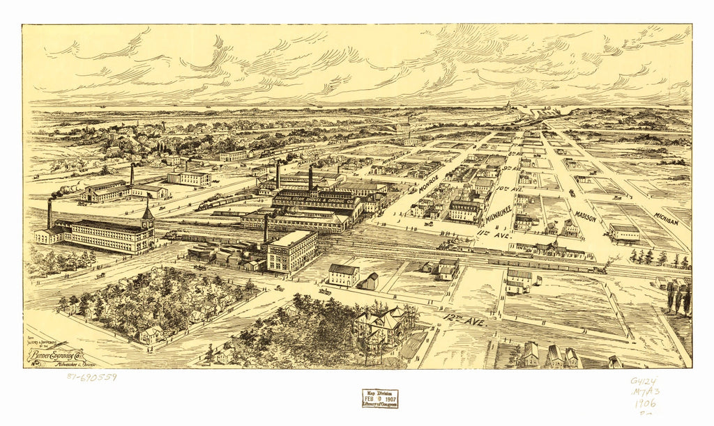 Vintage Map of MIlwaukee, Wisconsin 1906