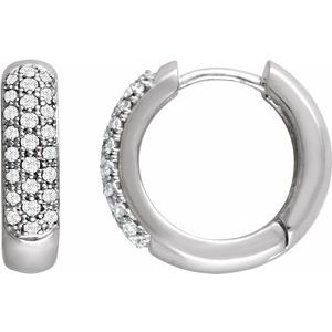 14K White Gold 1/3 CTW Natural Diamond Hoop Earrings