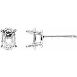Sterling Silver 11x9 mm Oval 4-Prong Lightweight Earring Mounting