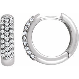14K White Gold 1/2 CTW Natural Diamond Hoop Earrings