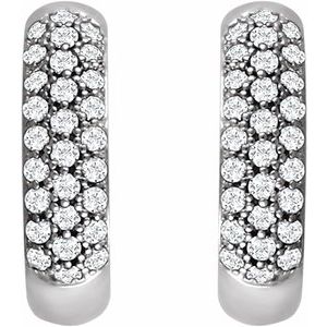 14K White Gold 1/2 CTW Natural Diamond Hoop Earrings