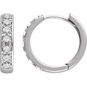 14K White Gold 1/3 CTW Natural Diamond Hinged 15.8 mm Hoop Earring