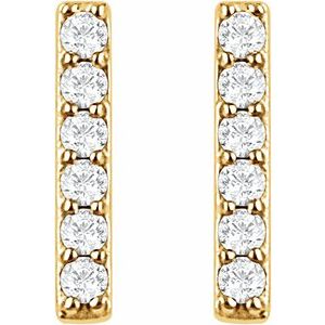 14K Yellow Gold Vermeil 1/10 CTW Lab-Grown Diamond Bar Earrings – image 2