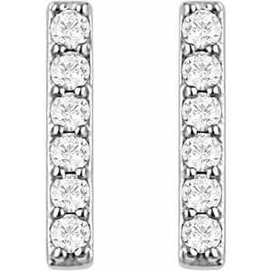 Sterling Silver 1/10 CTW Lab-Grown Diamond Bar Earrings – image 2