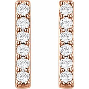 14K Rose Gold 1/10 CTW Lab-Grown Diamond Bar Earrings – image 2