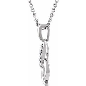 Sterling Silver .05 CTW Natural Diamond Heart 16-18" Necklace