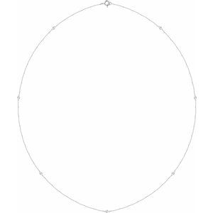 14K White 1 3/4 CTW Natural Diamond 7-Station 24" Necklace