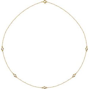 14K Yellow 1/2 CTW Natural Diamond 5-Station 18" Necklace