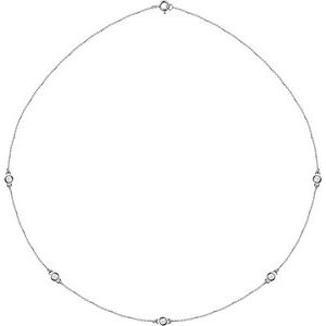 14K White 1/2 CTW Natural Diamond 5-Station 18" Necklace