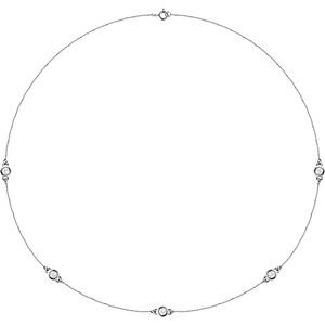 14K White Gold 3/4 CTW Lab-Grown Diamond 5-Station 18" Necklace