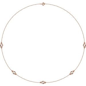 14K Rose Gold 3/4 CTW Natural Diamond 5-Station 18" Necklace