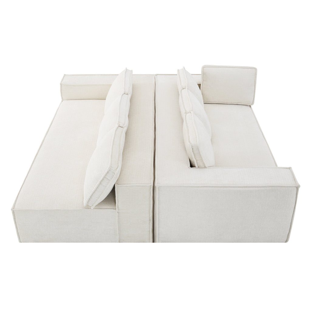 [VIDEO+New]129.5' Minimalist Style Modular Sectional Sofa,6 Seat Wrinkle-resistant Chenille Couch Set,2 PC Free Combination,Modern L-Shaped Cloud Sofa Set for Living Room,No Assembly Require,3 Colors