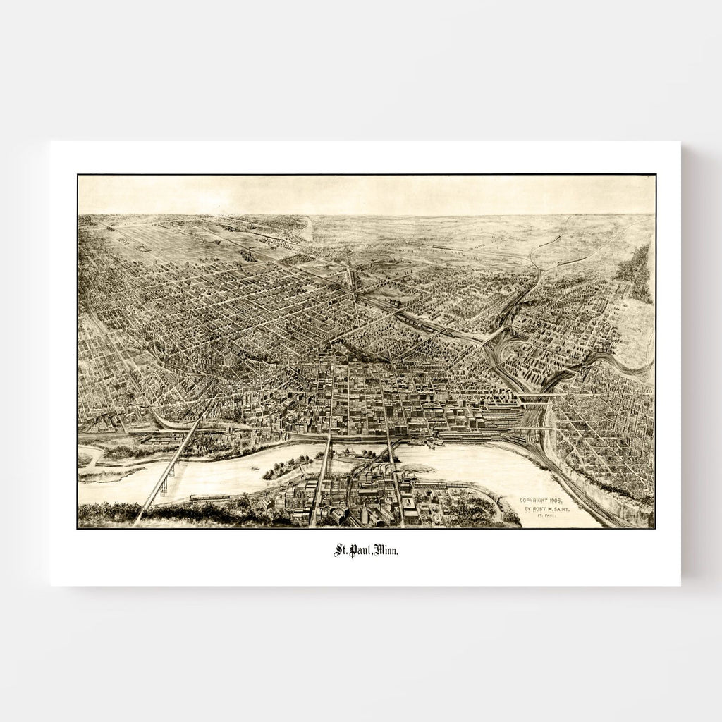Vintage Map of St. Paul, Minnesota 1906