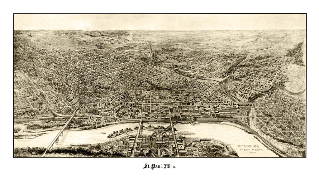 Vintage Map of St. Paul, Minnesota 1906