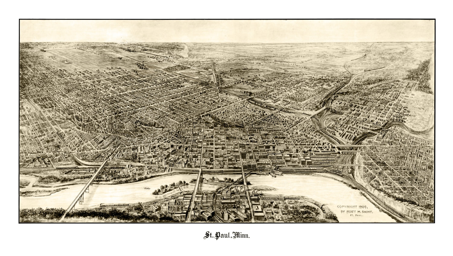 Vintage Map of St. Paul, Minnesota 1906