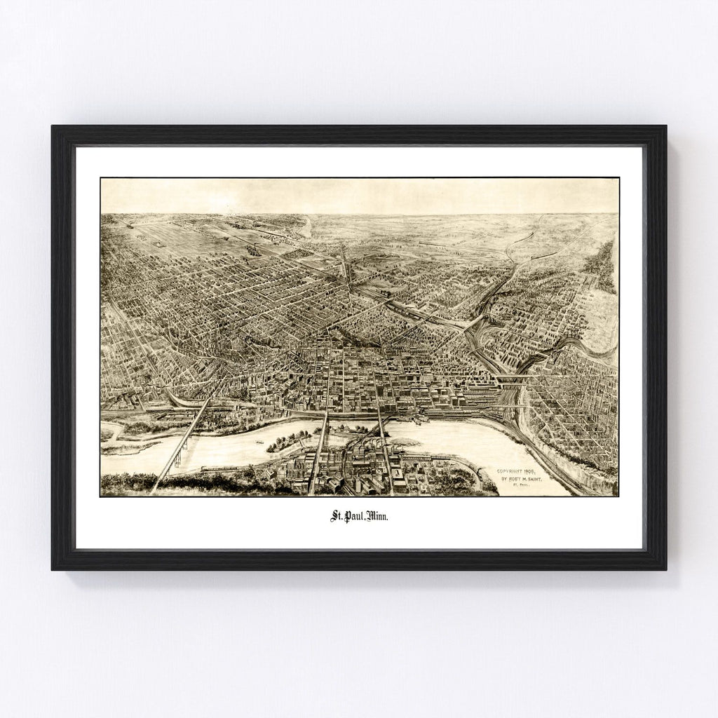 Vintage Map of St. Paul, Minnesota 1906