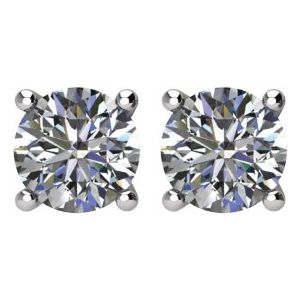 Platinum 1/2 CTW Natural Diamond Stud Earrings – image 2