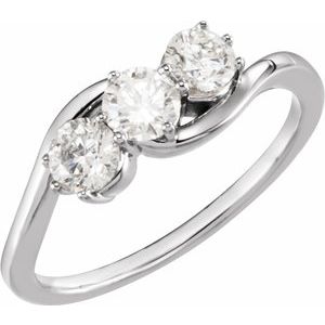 14K White Gold 3/4 CTW Natural Diamond Three-Stone Ring